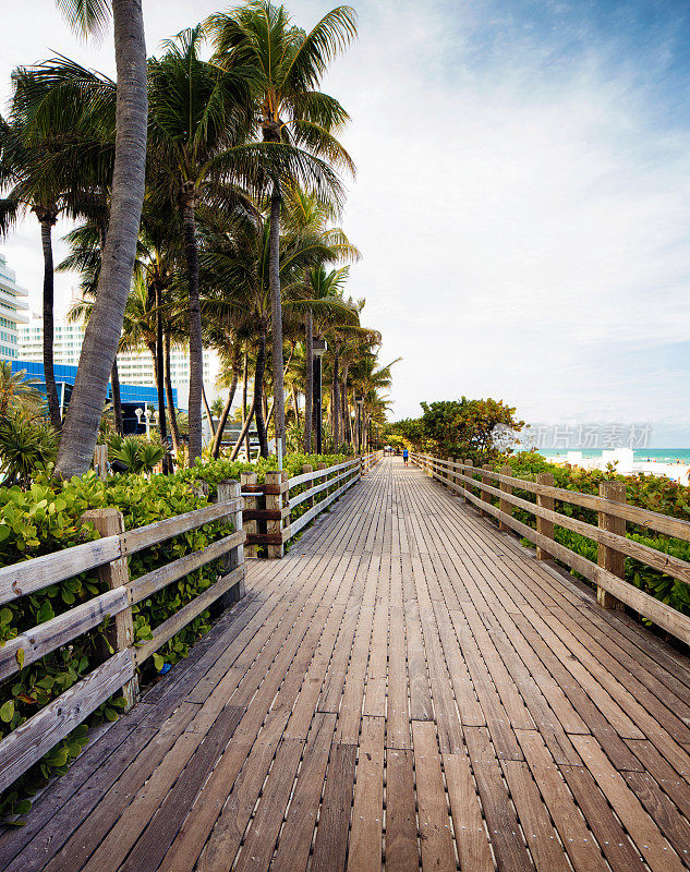 北迈阿密海滩佛罗里达木制木板路