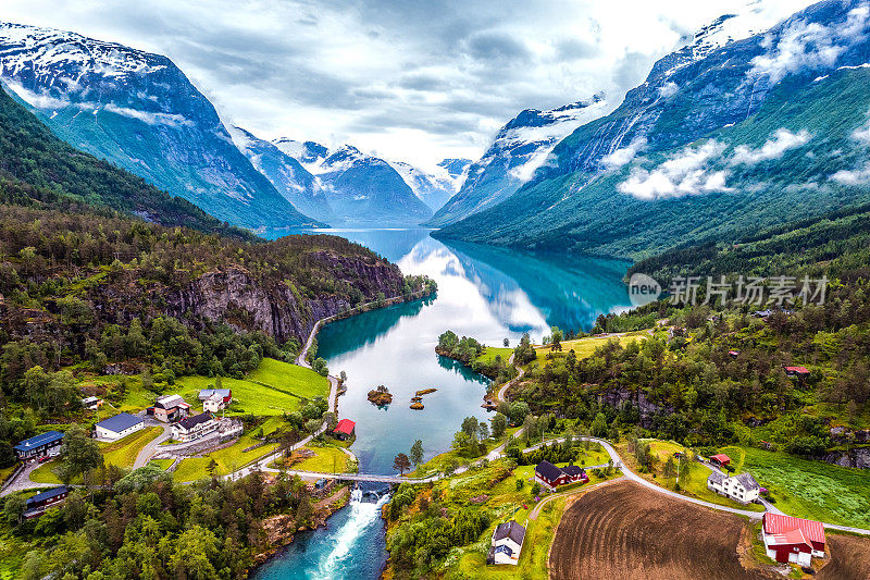 美丽自然挪威航拍。