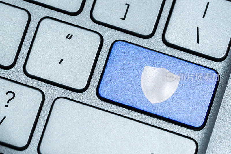 计算机安全互联网锁图标数据保护蓝色键盘