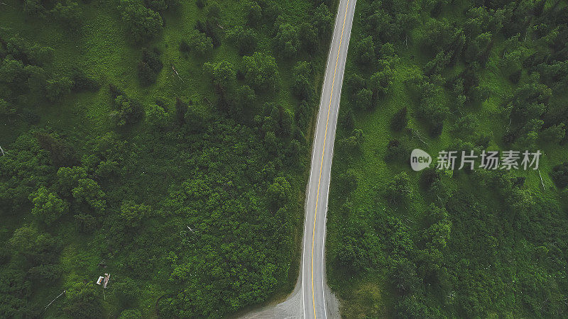 阿拉斯加公路和森林鸟瞰图