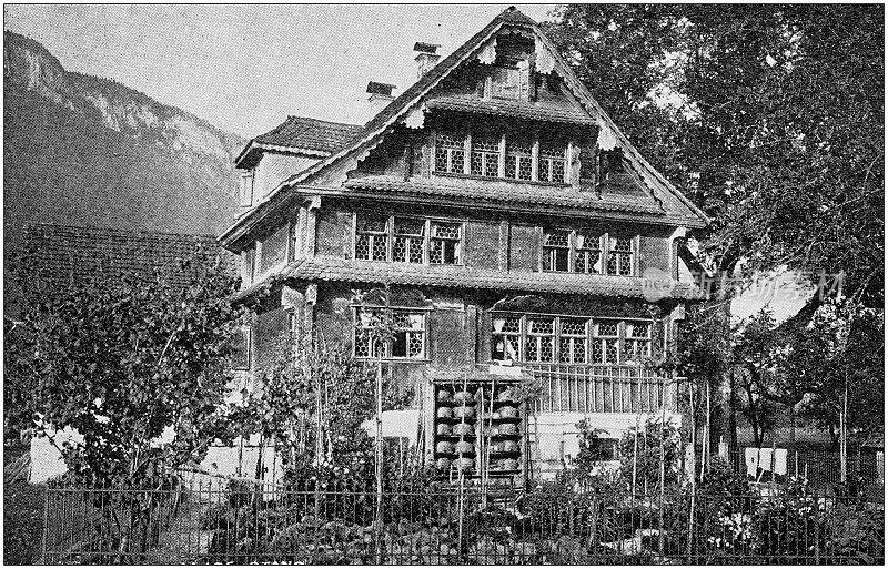 古董黑白照片环游世界:瑞士小屋