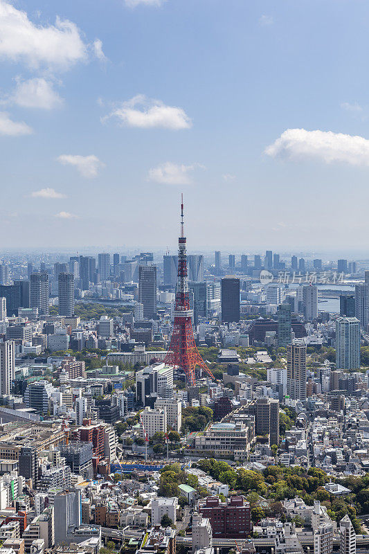 东京塔与东京城市天际线，日本