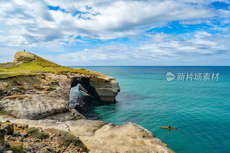 隧道海滩在新西兰南岛，达尼丁，新西兰