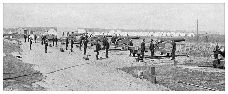 英国海军和陆军的古董照片:苏格兰大炮练习