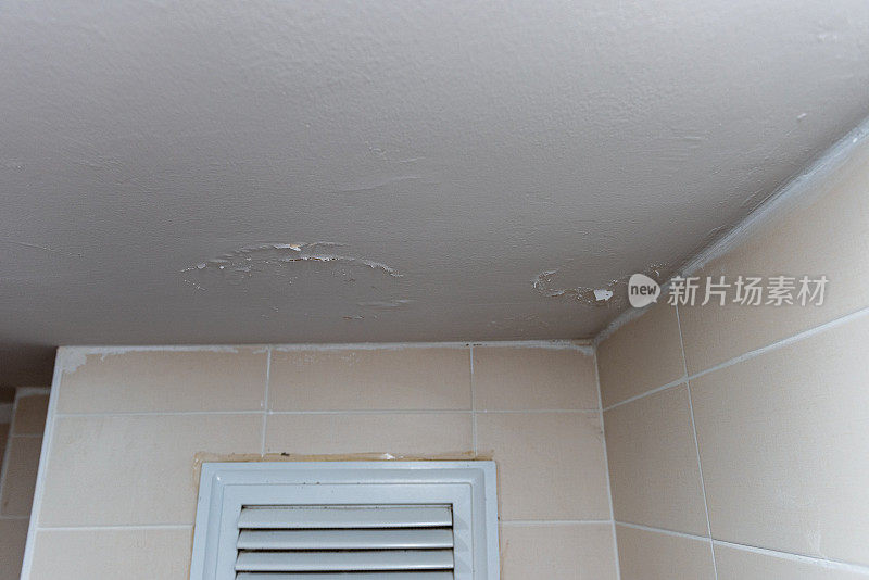 浴室天花板被水破坏造成的破坏