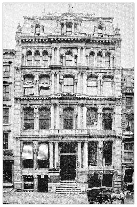 纽约的古董黑白照片:第九国家银行