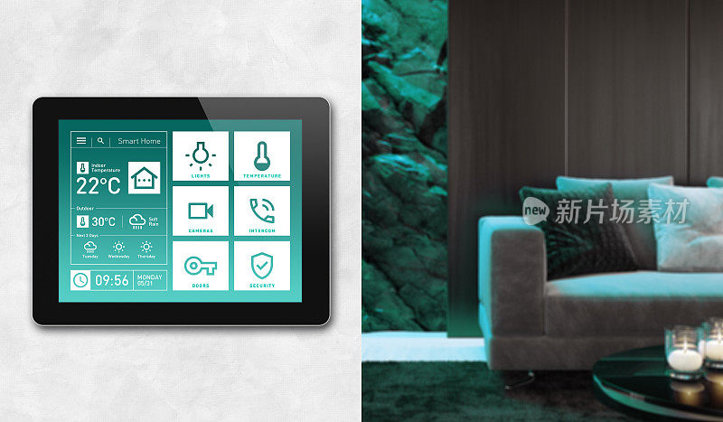 智能家居触摸屏设备的家庭控制与简单的概念应用程序设计。现代室内