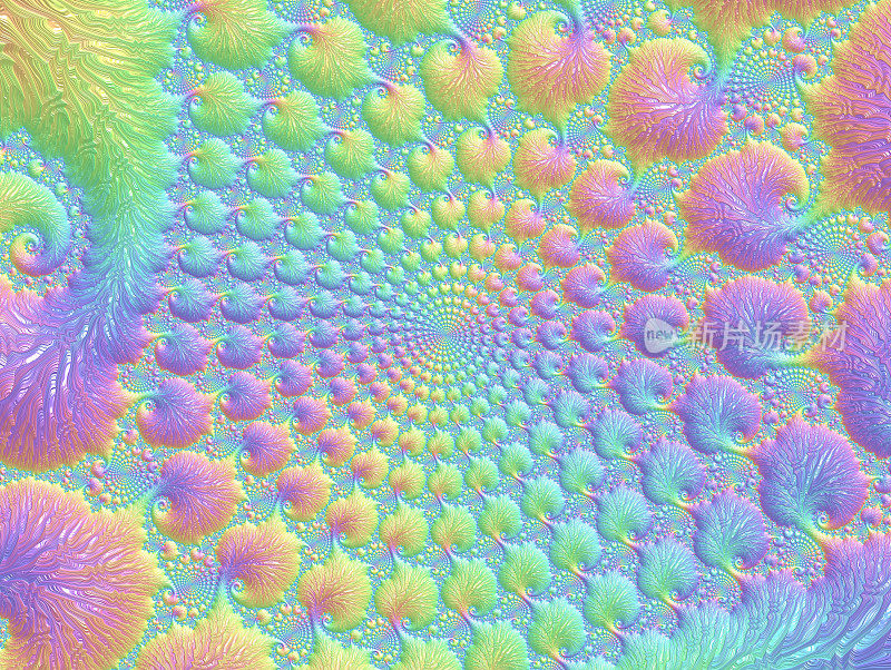 鹦鹉螺珊瑚礁彩色螺旋化石海贝壳粉彩漩涡图案曼荼罗棱镜生长光谱卡通背景菊石波浪纹理OP错觉分形艺术