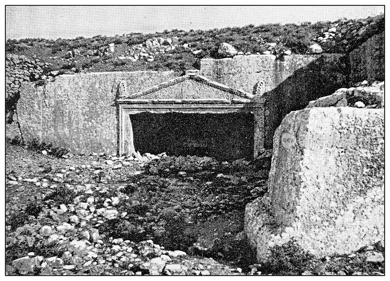 耶路撒冷和周围环境的古董旅行照片:国王的坟墓