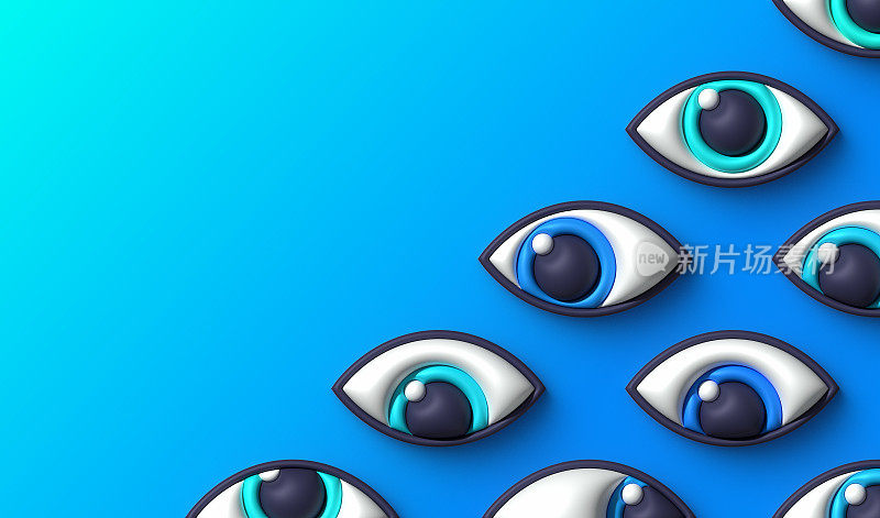 眼睛安全眼球见证3D概念