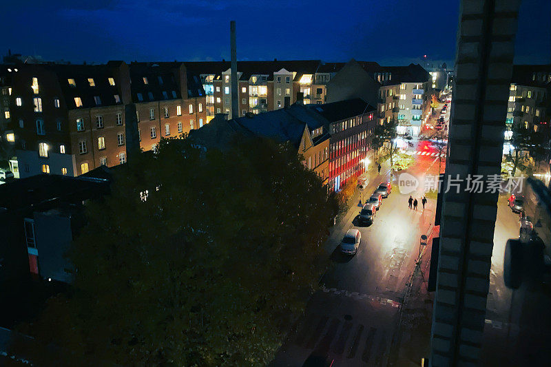 哥本哈根Nørrebro的夜景