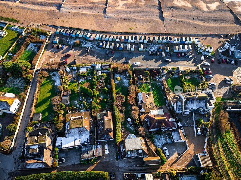 英国南海岸独立式住宅鸟瞰图