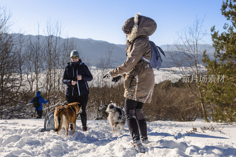 在雪地里快乐的一天