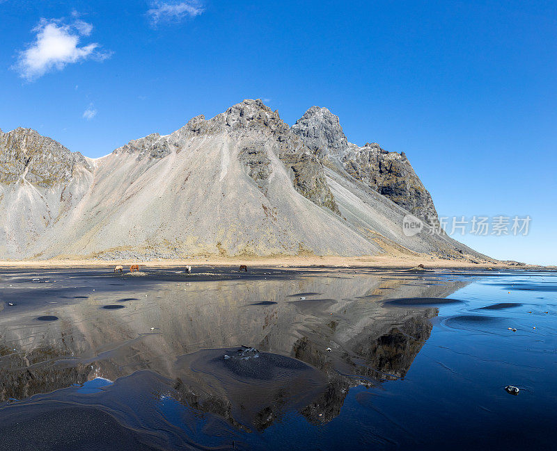 Stokksnes冰岛春天的Vestrahorn