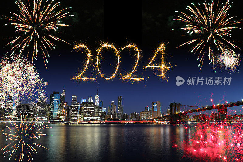 2024年新年焰火纽约曼哈顿