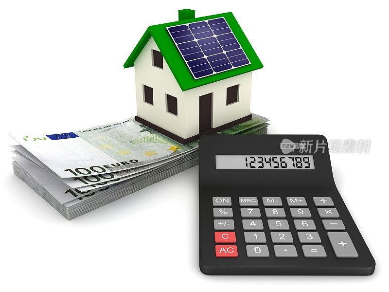 太阳能电池板房屋屋顶可再生能源效率省钱欧元