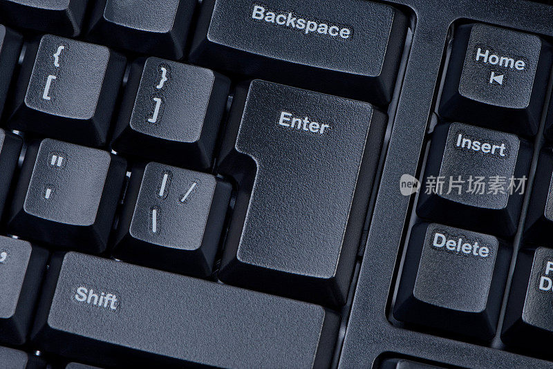 电脑键盘按键特写。