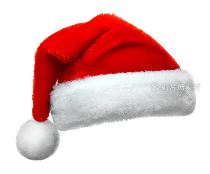 单身圣诞老人的红帽孤立在白色的背景