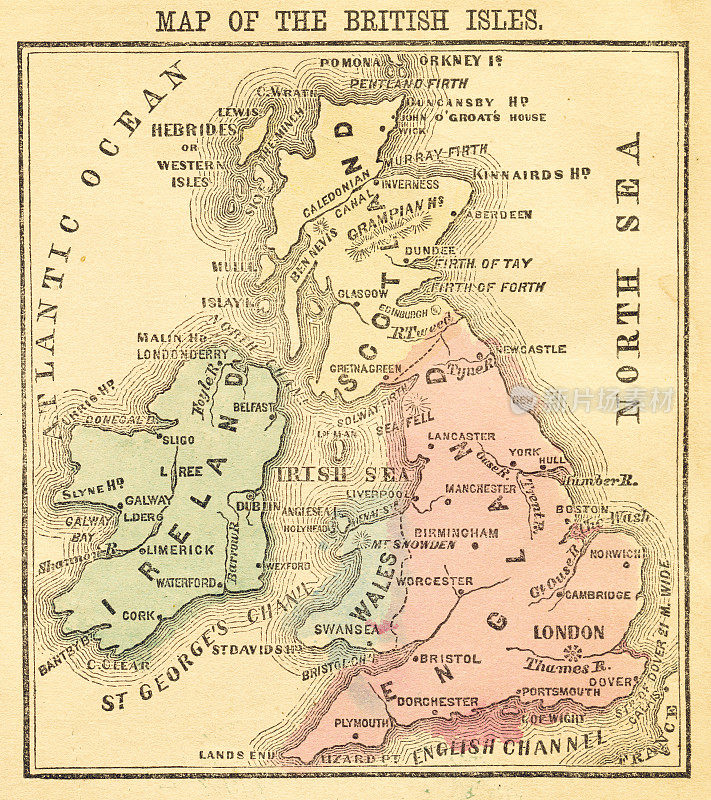 1868年的不列颠群岛地图