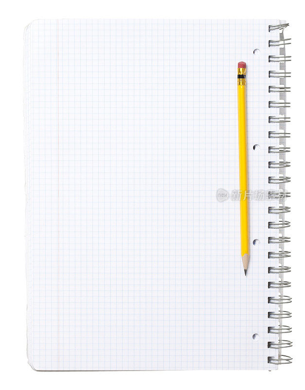 空白笔记本和铅笔。