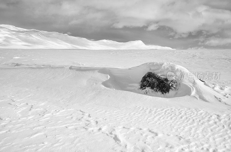 Jotunheimen国家公园冬天的雪和岩石