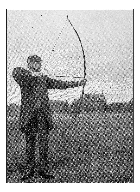 爱好和运动的古董点印照片:射箭