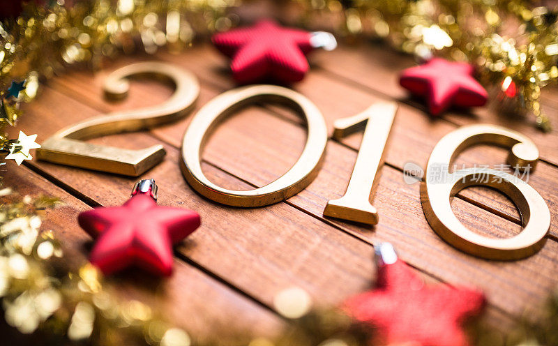金色2016年新年文字圣诞装饰
