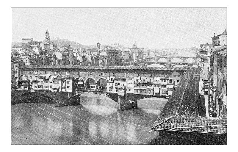 意大利的古董点印照片:佛罗伦萨，韦奇奥桥
