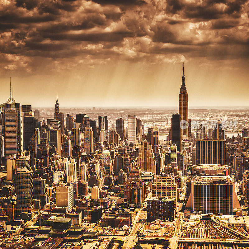 纽约市鸟瞰图天际线