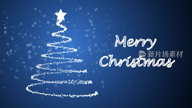 动画圣诞树上的蓝色雪花背景