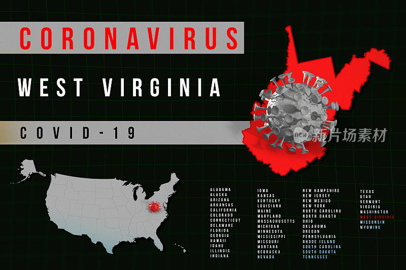 美国西弗吉尼亚州-冠状病毒COVID-19地图