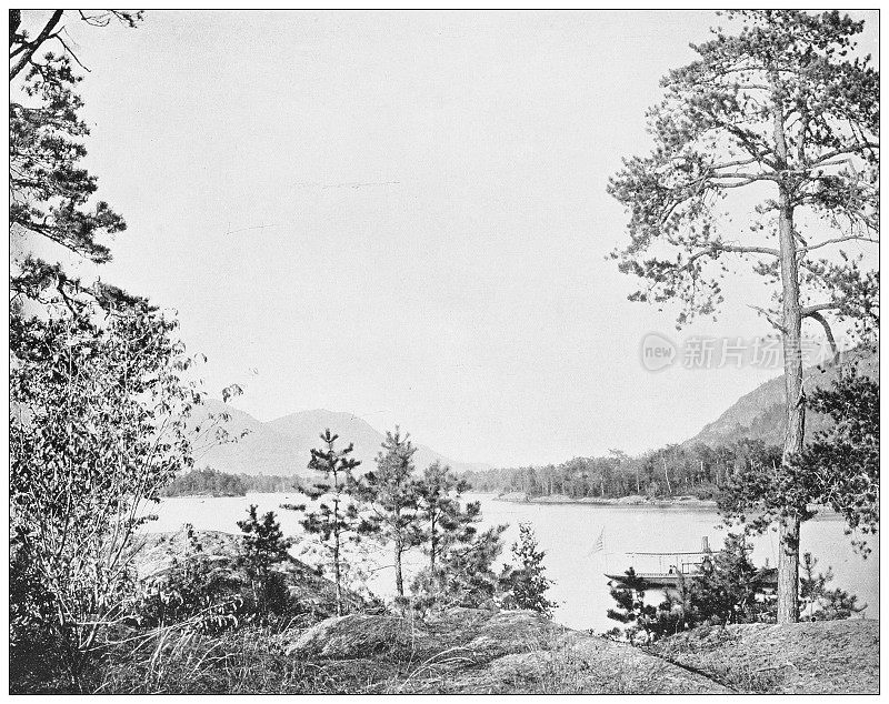 古董照片:架子岩，乔治湖，纽约