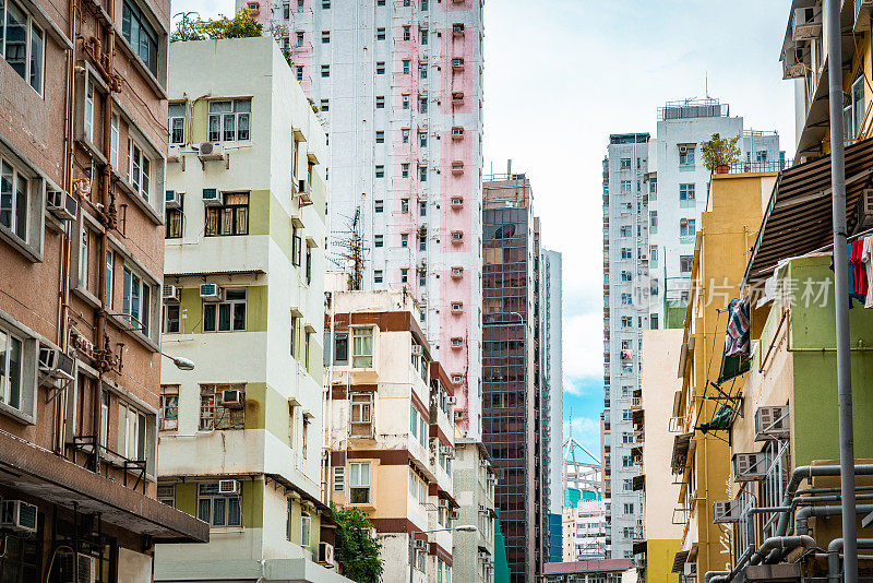 拥挤的香港建筑拍摄于香港中环