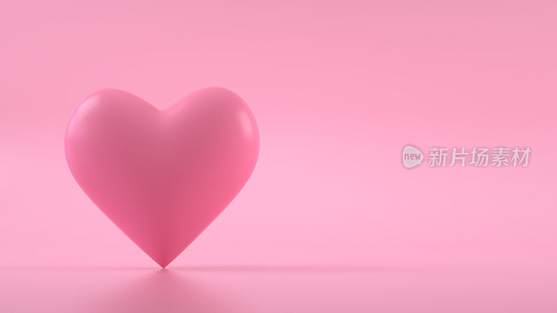 3D心形的粉红色背景，情人节的概念