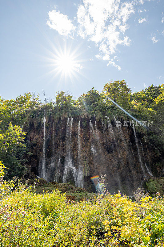 克罗地亚普利特vice国家公园壮观的瀑布