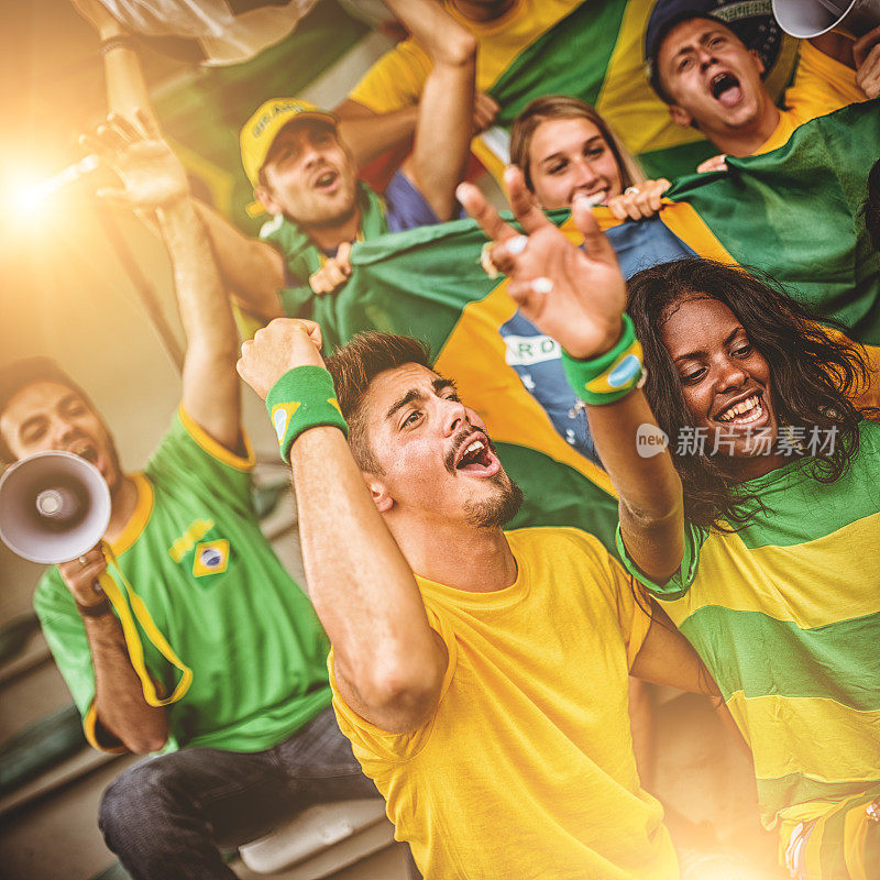 一群巴西球迷在体育场