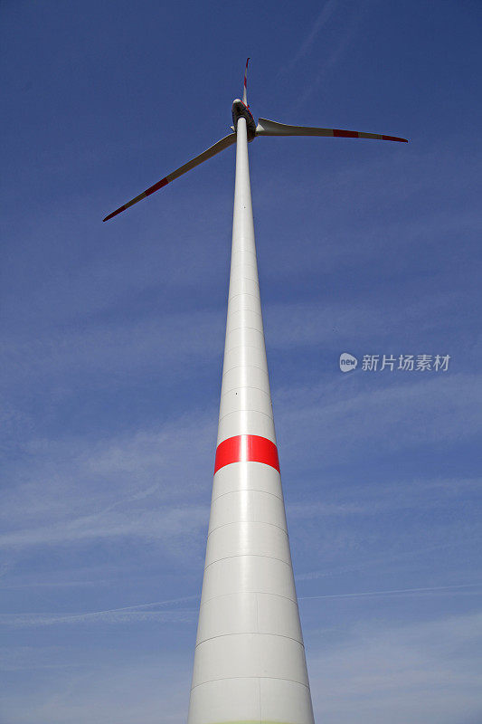 风力涡轮机宽角度从下面