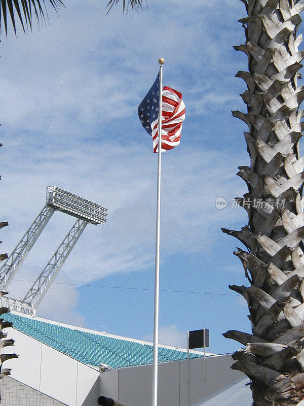 杰克逊维尔上空的美国国旗