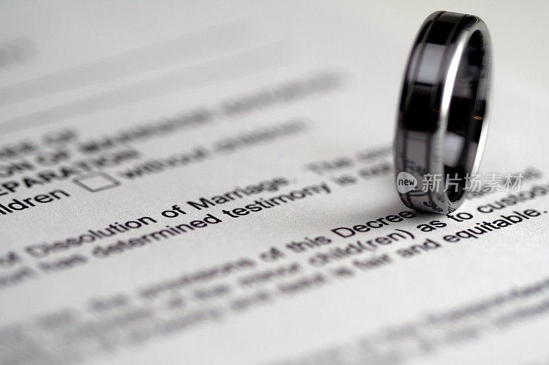 离婚文件和结婚戒指