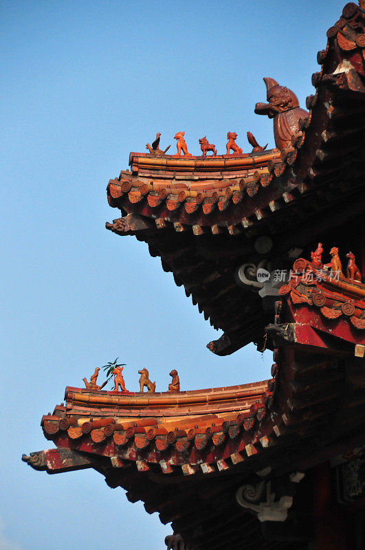 台北，台湾:宝塔屋顶的细节
