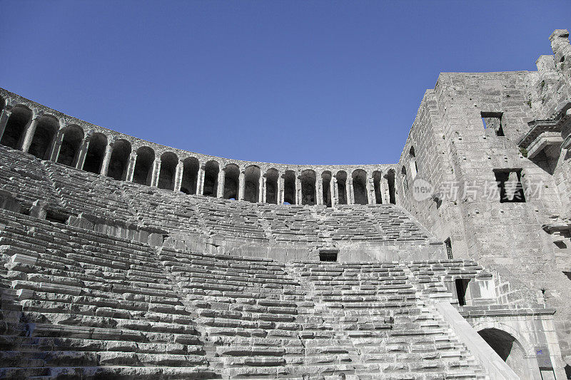 土耳其安塔利亚的古老的aspendos圆形剧场