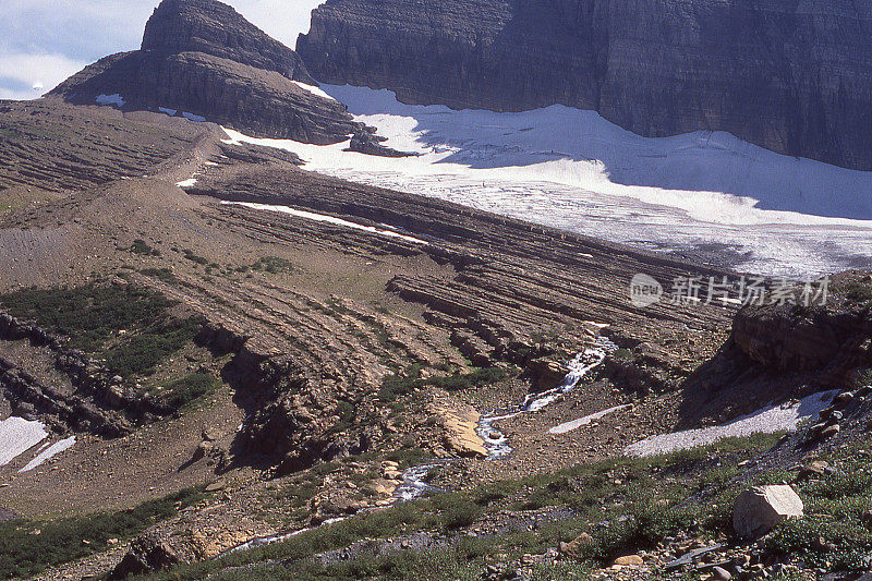 沉积岩层冰川侵蚀蒙大拿冰川国家公园