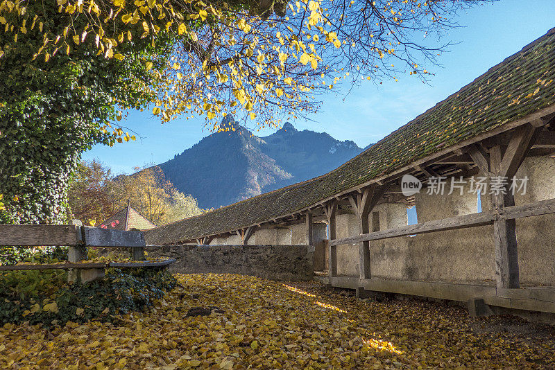 秋天的瑞士格鲁耶尔村