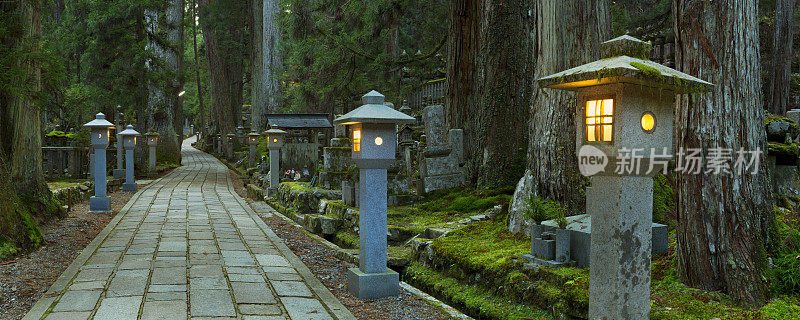 穿过日本和歌山县高山奥野墓地的小路
