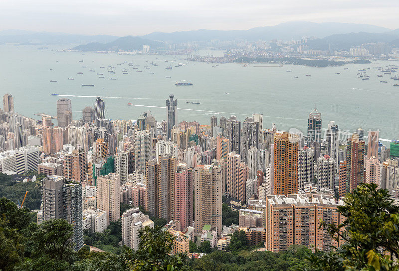 鸟瞰图的香港城市景观