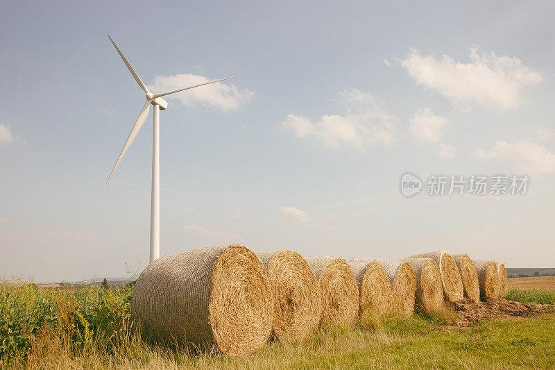 农业、干草捆和风力涡轮机