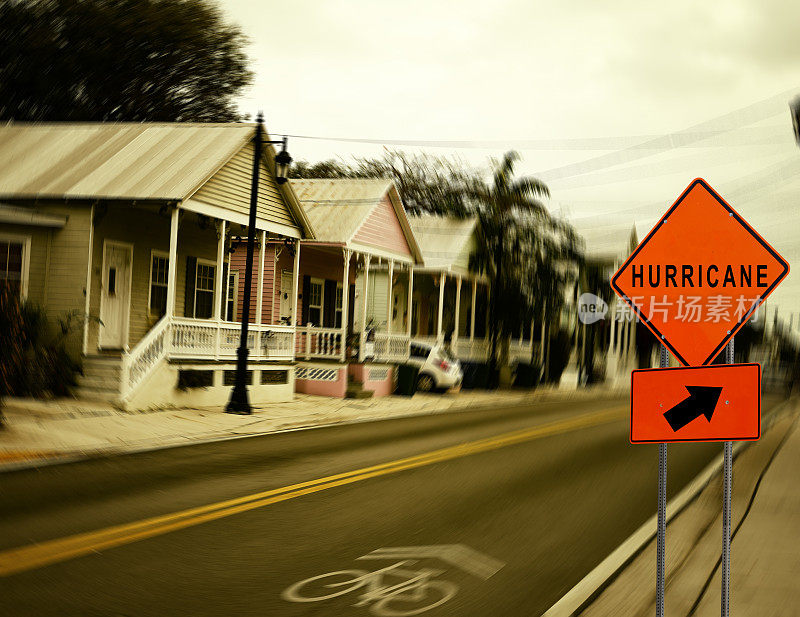 飓风风暴路标，基韦斯特，佛罗里达。