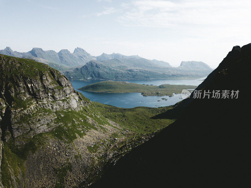 挪威北部罗浮敦岛的鸟瞰图