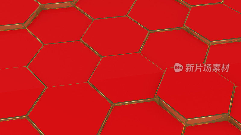 六边形，蜂巢抽象3D背景，圣诞色彩