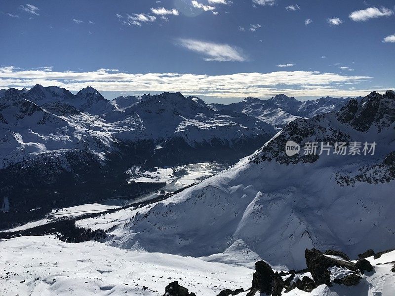 瑞士阿尔卑斯山从滑雪坡道